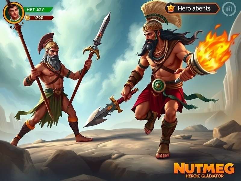 Nutmeg Heroic Gladiator combat screenshot showing hero abilities