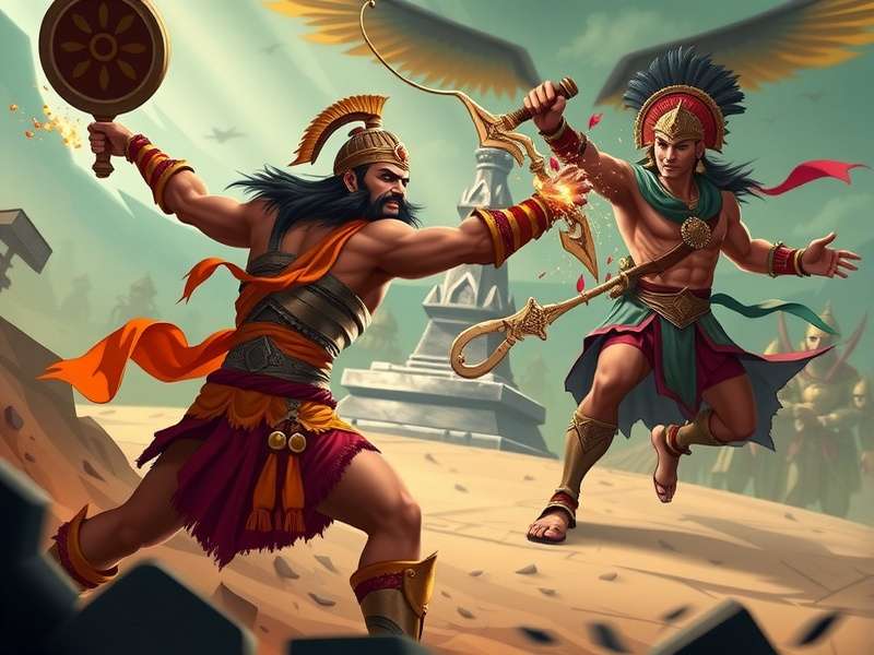 Nutmeg Heroic Gladiator game artwork featuring Indian mythological warriors